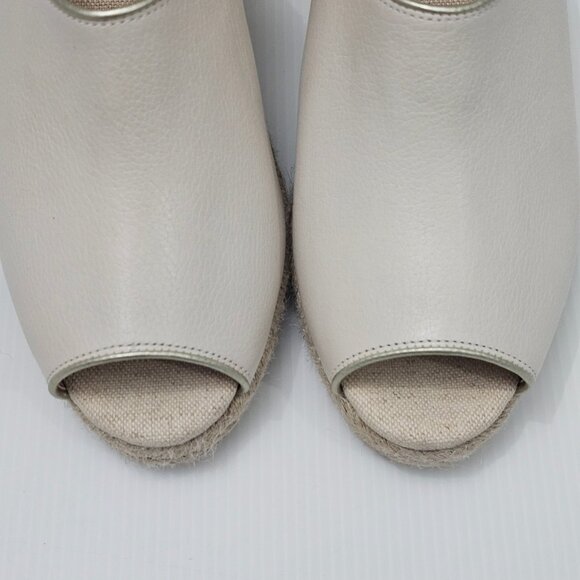 NEW Cole Haan Cloudfeel Southcrest Wedge Espadrille Mule Ivory Leather Size 11 - Picture 5 of 12